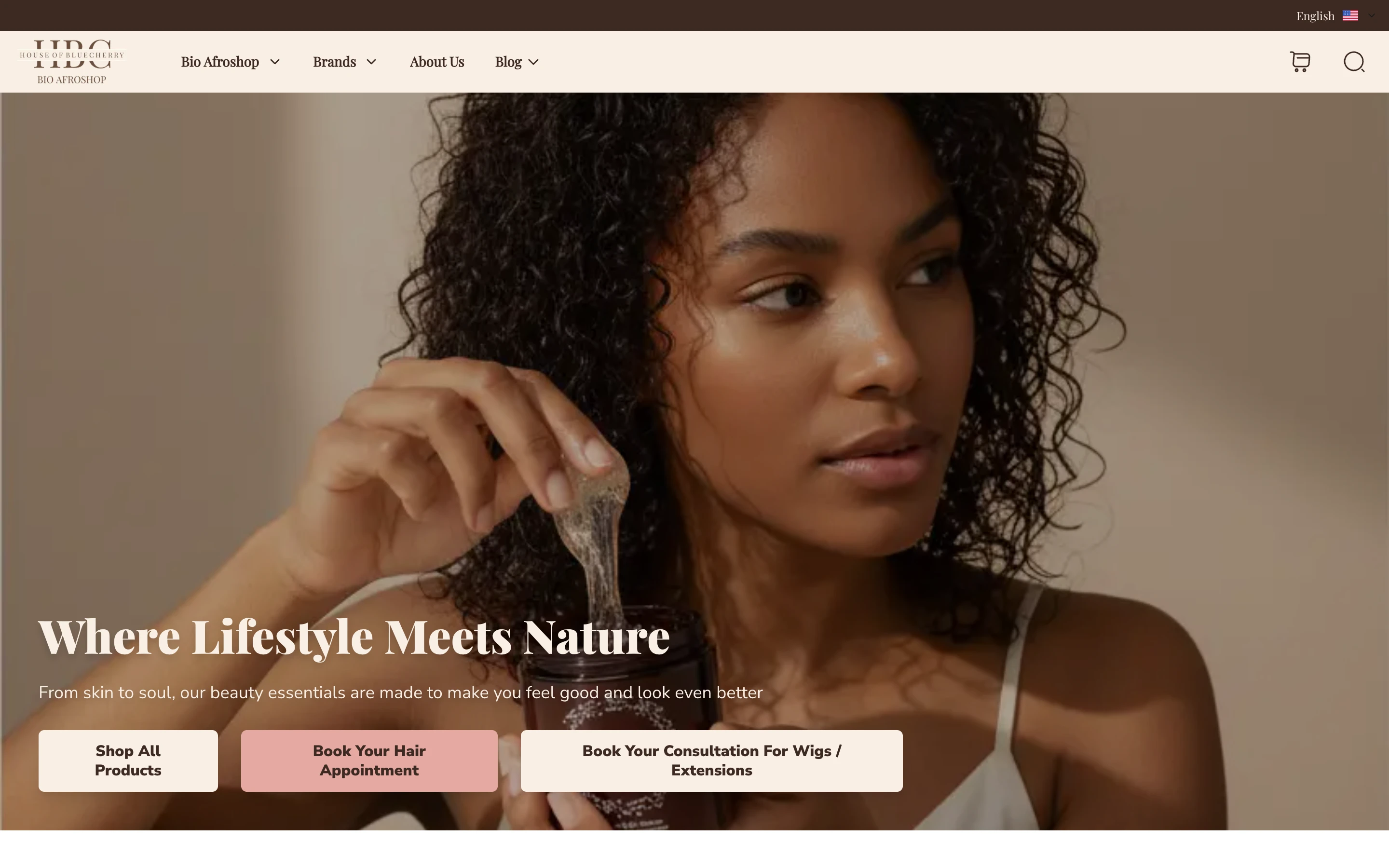 Bioafroshop homepage