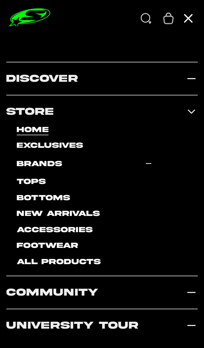 Mobile menu accordion · dark mode