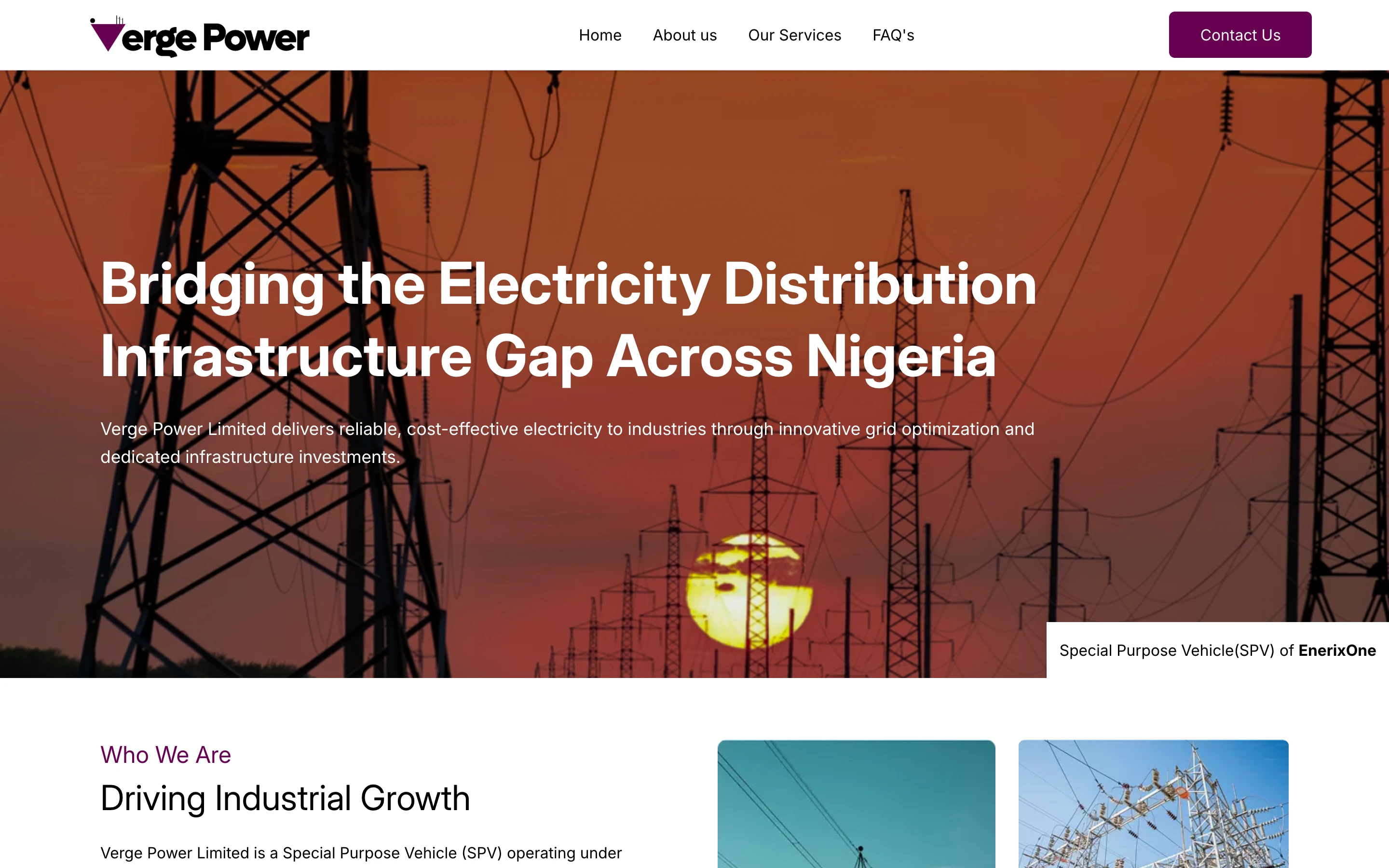 Verge Power homepage